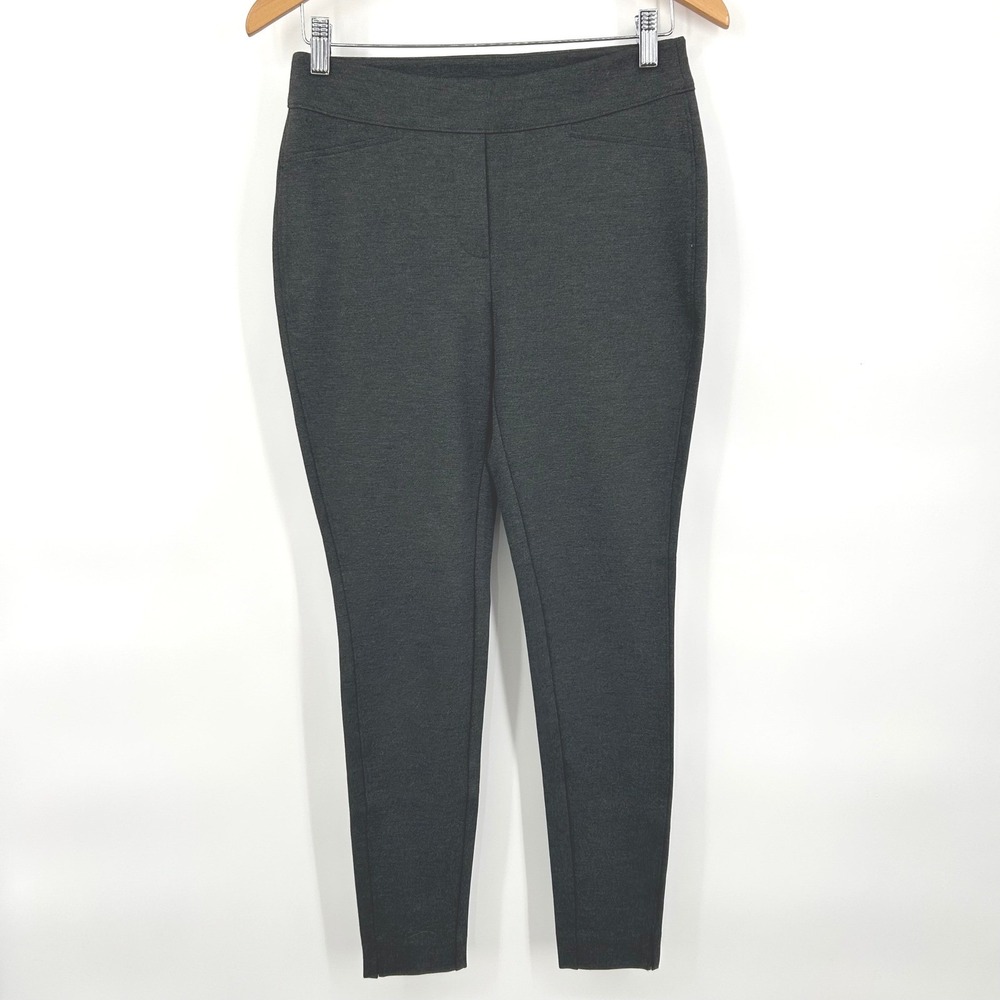 Chicos Wms Fabulously Slimming Gray Pull On Slim Leggings Sz 0/ 28" Classic Chic